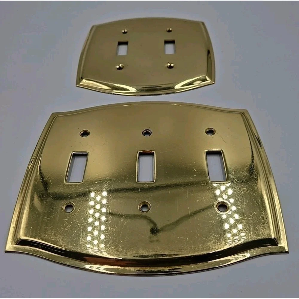 Vintage Blue Chip Solid Brass 3 & 2 Switch Plate Cover Decorative Arched Design‎